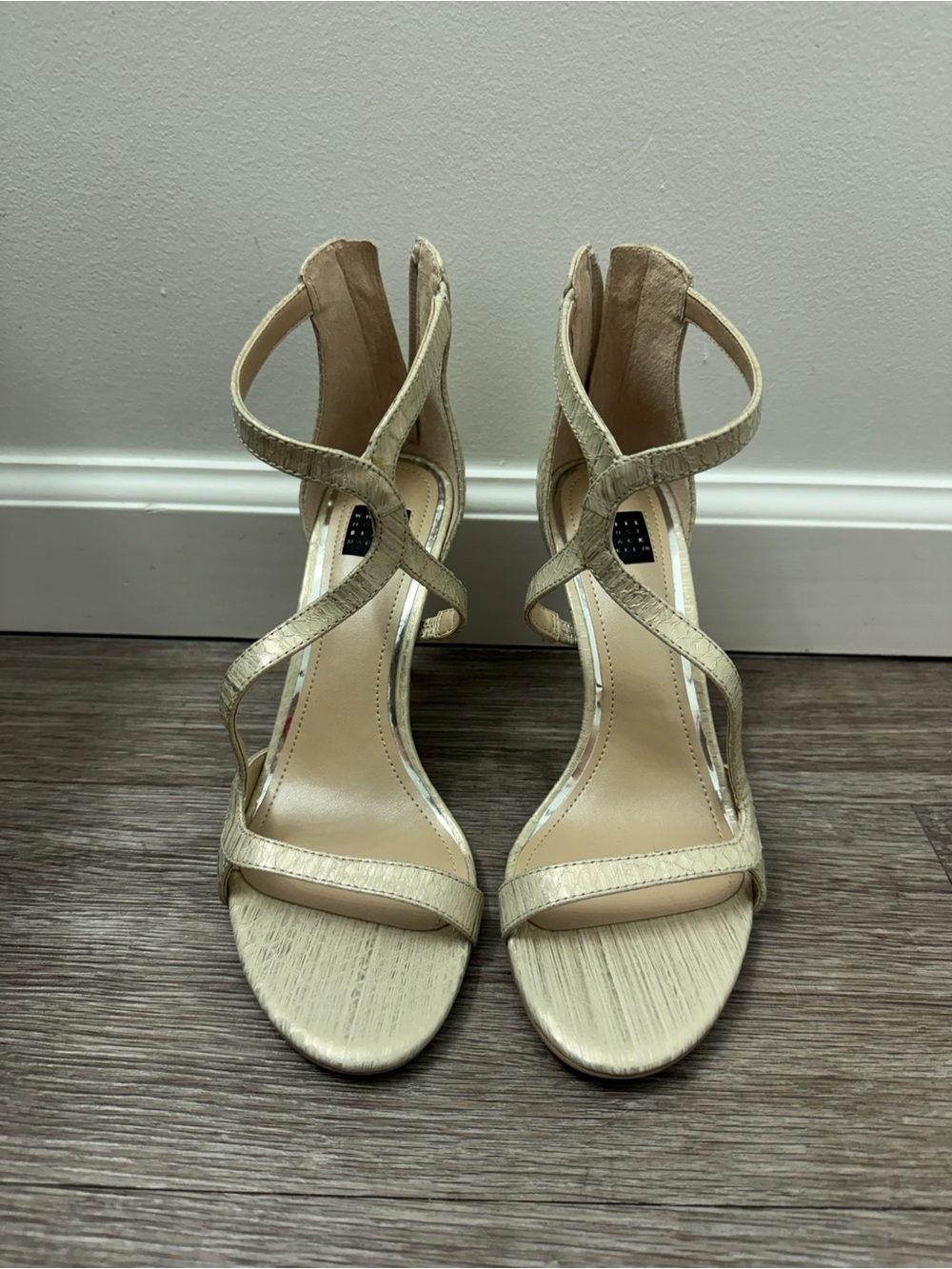 White House Black Market Metallic Gold Strappy High Heel Sandals